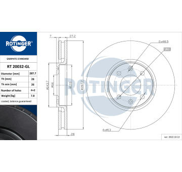 Brzdový kotouč ROTINGER RT 20032-GL