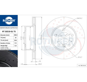 Brzdový kotouč ROTINGER RT 20210-GL T5