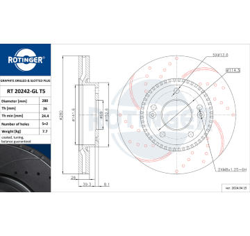 Brzdový kotouč ROTINGER RT 20242-GL T5