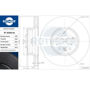 Brzdový kotouč ROTINGER RT 20344-GL