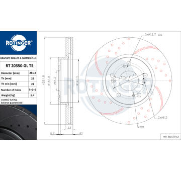 Brzdový kotouč ROTINGER RT 20350-GL T5
