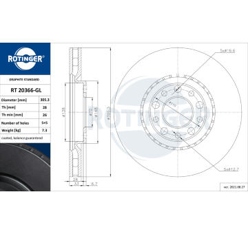 Brzdový kotouč ROTINGER RT 20366-GL