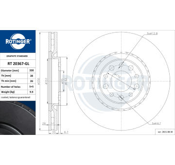 Brzdový kotouč ROTINGER RT 20367-GL