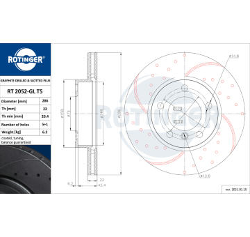 Brzdový kotouč ROTINGER RT 2052-GL T5