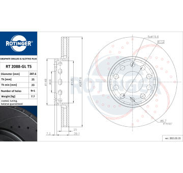 Brzdový kotouč ROTINGER RT 2088-GL T5