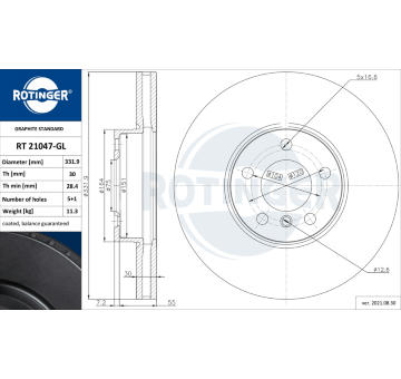 Brzdový kotouč ROTINGER RT 21047-GL