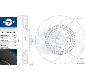 Brzdový kotouč ROTINGER RT 21357-GL T5