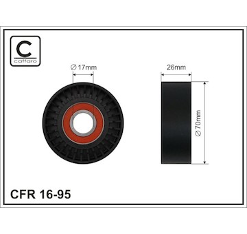 Napínací kladka, žebrovaný klínový řemen CAFFARO 16-95