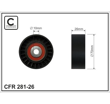 Vratná/vodicí kladka, klínový žebrový řemen CAFFARO 281-26