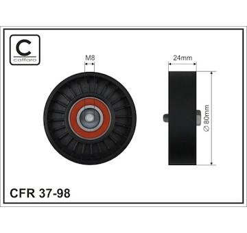 Vratná/vodicí kladka, klínový žebrový řemen CAFFARO 37-98