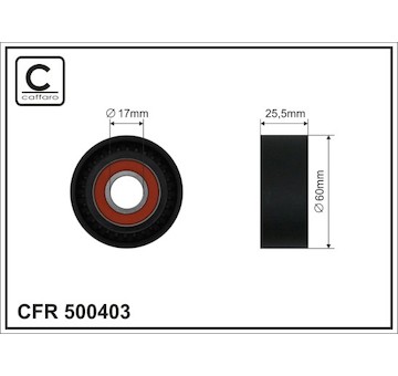 Vratna/vodici kladka, klinovy zebrovy remen CAFFARO 500403