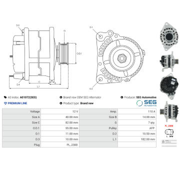 Alternátor AS-PL A01072(SEG)