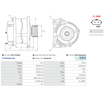 Alternátor AS-PL A01121(SEG)