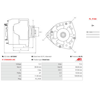 Alternátor AS-PL A01364S