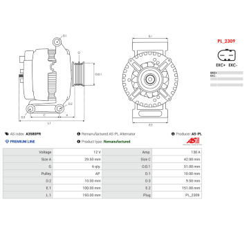 Alternátor AS-PL A3580PR