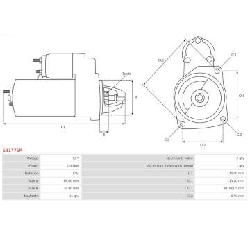 Startér AS-PL S3177SR - repas