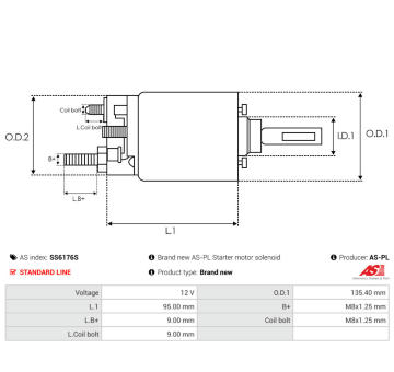 Elektromagnetický spínač pre żtartér AS-PL SS6176S