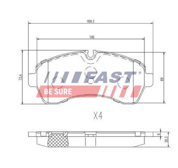 Sada brzdových destiček, kotoučová brzda FAST FT29022