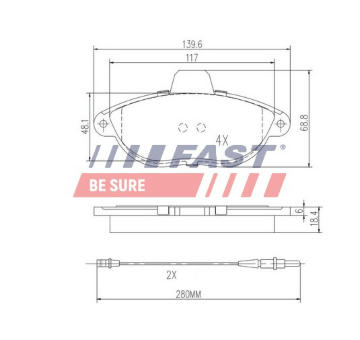 Sada brzdových destiček, kotoučová brzda FAST FT29067