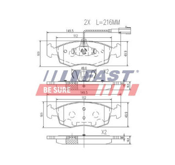 Sada brzdových destiček, kotoučová brzda FAST FT29083