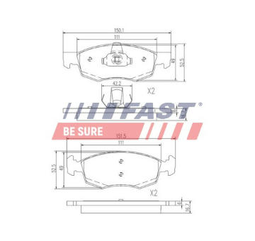 Sada brzdových destiček, kotoučová brzda FAST FT29102