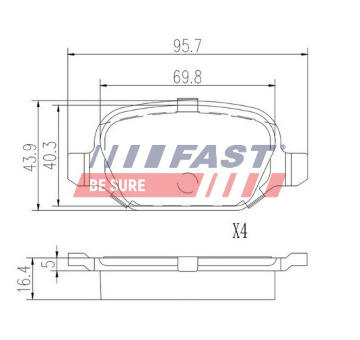 Sada brzdových destiček, kotoučová brzda FAST FT29104