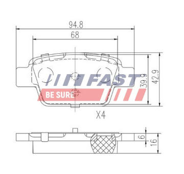 Sada brzdových destiček, kotoučová brzda FAST FT29115