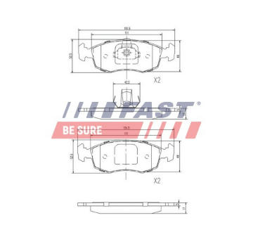 Sada brzdových destiček, kotoučová brzda FAST FT29122