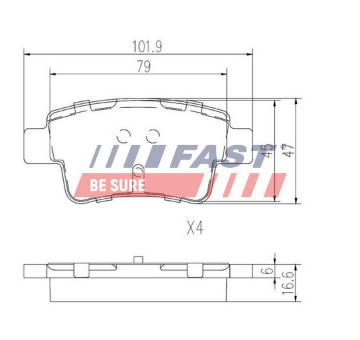 Sada brzdových destiček, kotoučová brzda FAST FT29127