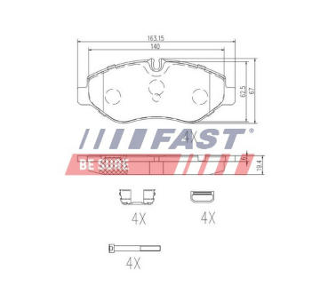 Sada brzdových destiček, kotoučová brzda FAST FT29135