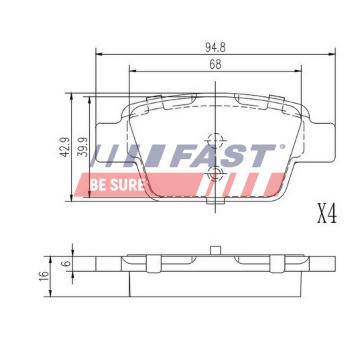 Sada brzdových destiček, kotoučová brzda FAST FT29147