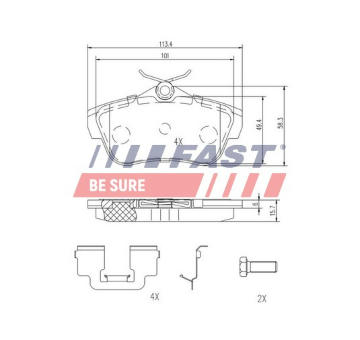 Sada brzdových destiček, kotoučová brzda FAST FT29154