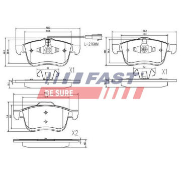 Sada brzdových destiček, kotoučová brzda FAST FT29157