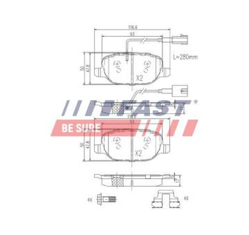 Sada brzdových destiček, kotoučová brzda FAST FT29163