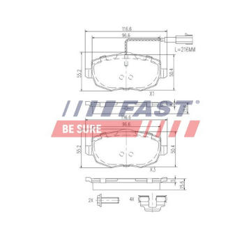 Sada brzdových destiček, kotoučová brzda FAST FT29164