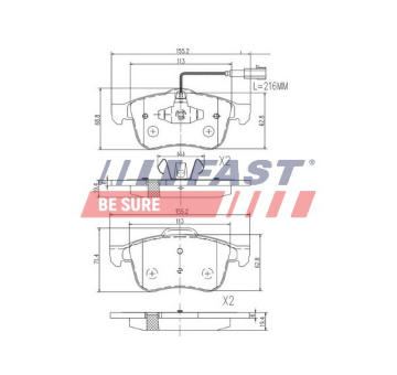 Sada brzdových destiček, kotoučová brzda FAST FT29166