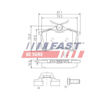 Sada brzdových destiček, kotoučová brzda FAST FT29520