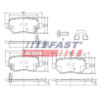 Sada brzdových destiček, kotoučová brzda FAST FT29524