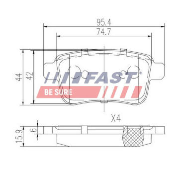 Sada brzdových destiček, kotoučová brzda FAST FT29528