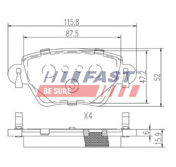 Sada brzdových destiček, kotoučová brzda FAST FT29533