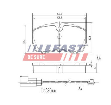 Sada brzdových destiček, kotoučová brzda FAST FT29544