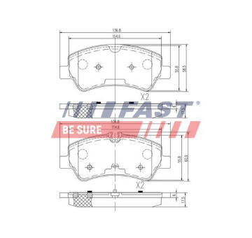 Sada brzdových destiček, kotoučová brzda FAST FT29545