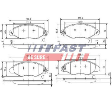 Sada brzdových destiček, kotoučová brzda FAST FT29547
