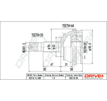 Sada kloubů, hnací hřídel Dr!ve+ DP2110.10.1089
