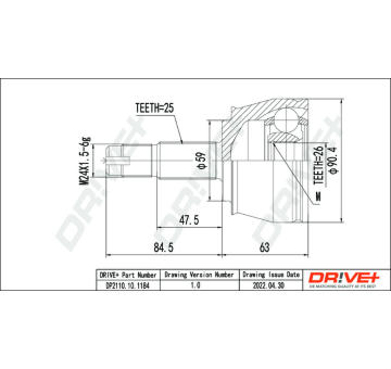 Sada kloubů, hnací hřídel Dr!ve+ DP2110.10.1184
