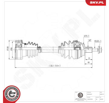 Hnací hřídel ESEN SKV 40SKV175