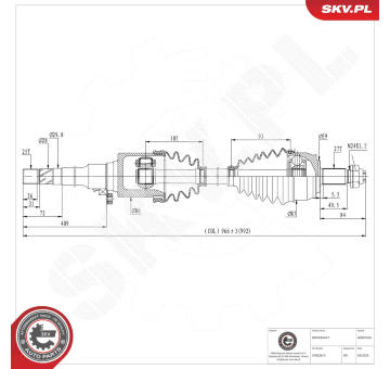 Hnací hriadeľ ESEN SKV 40SKV205