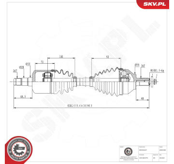 Hnací hriadeľ ESEN SKV 40SKV288