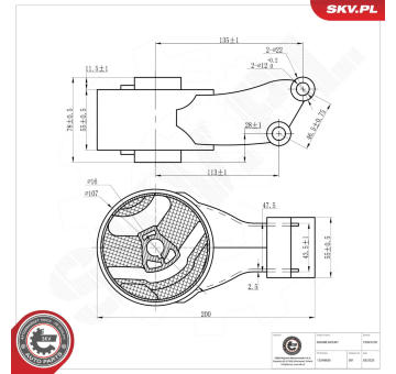 Ulożenie motora ESEN SKV 75SKV270