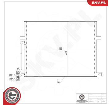 Kondenzátor klimatizácie ESEN SKV 86SKV244
